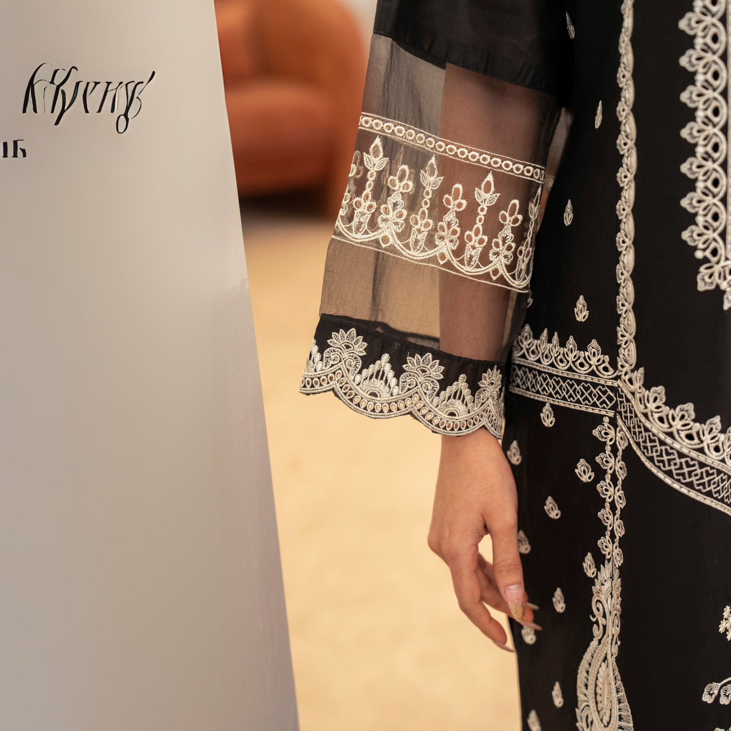 UKC-17 (Black) Embroidered Cambric Cotton Ready to Wear 3 Pc - Karma Collection