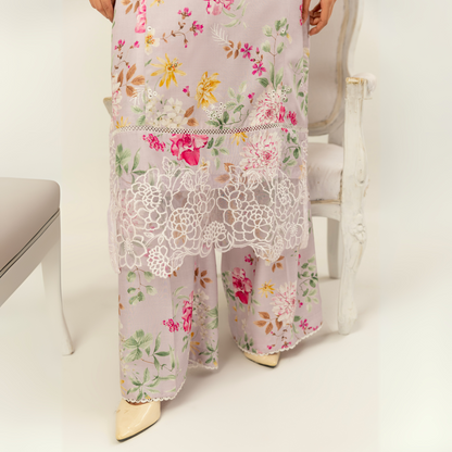 UMS-10 Floral Printed Embroidered Linen | 3 Pc | Ready-to-wear Dress - Simrans