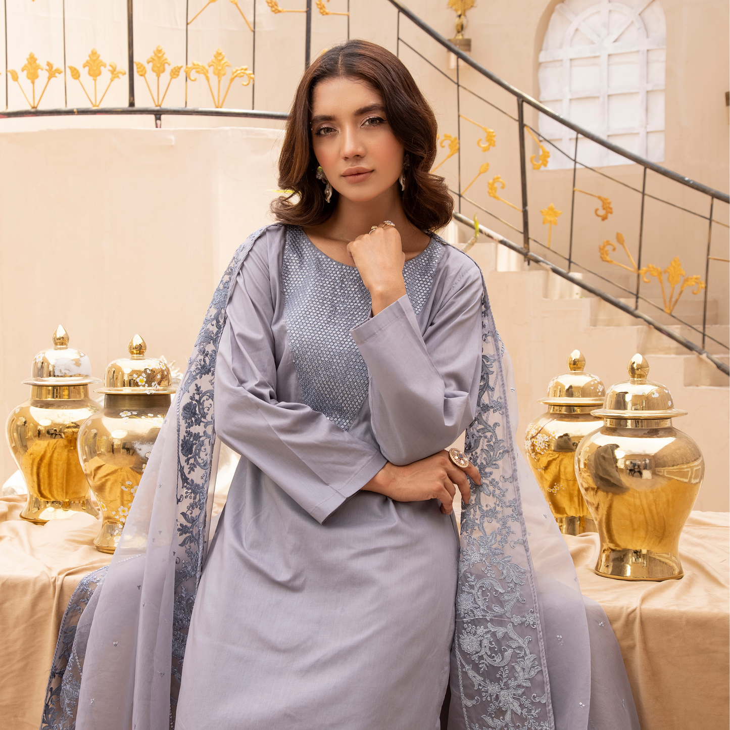 UMS-14 3 Pc Mother & Daughter Luxury Cambric Cotton by Simrans