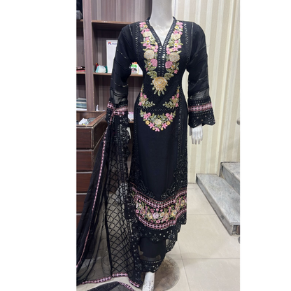 UA-52 3 Pc Luxury mother daughter Embroidered Chiffon Collection- Umnaa