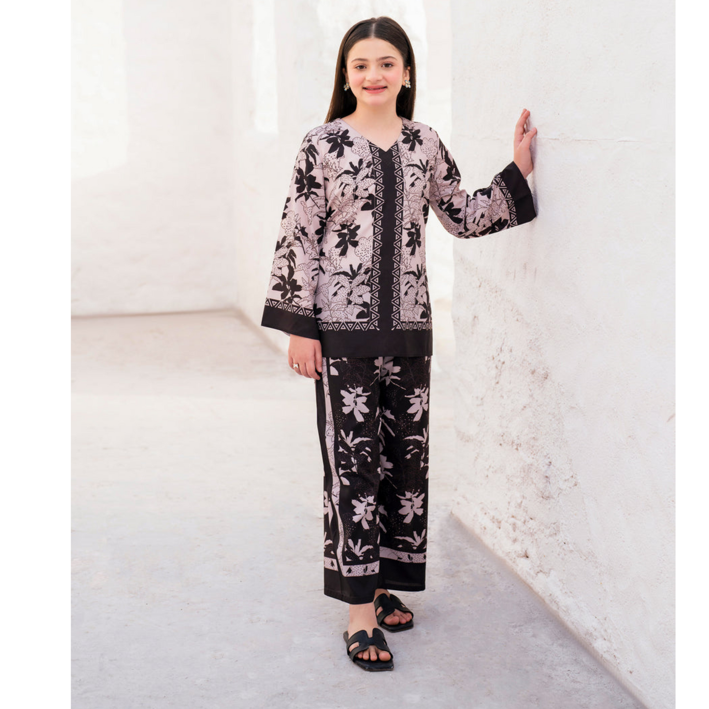 2 Pc Mother & Daughter Pakistani Printed Co-ord Set Collection by Garnet