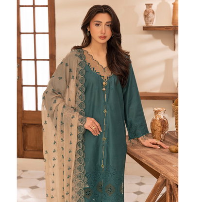 UAL-01 3 Pc Embroidered Chikenkari Cotton Ready to Wear Dress | ALLY'S