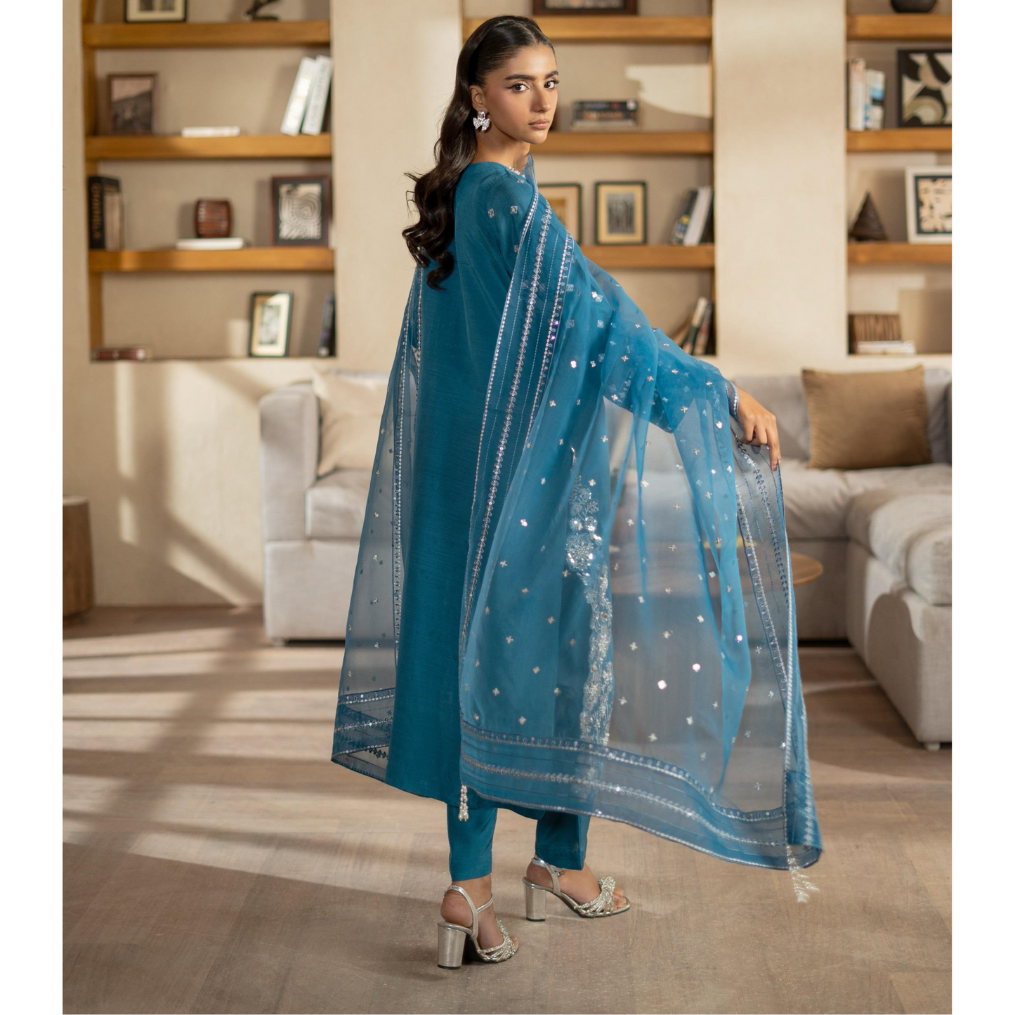 3 Pc Embroidered Raw Silk Farshi Shalwar kameez Pakistani Dress | Ready to wear | Raniya.h URA-14
