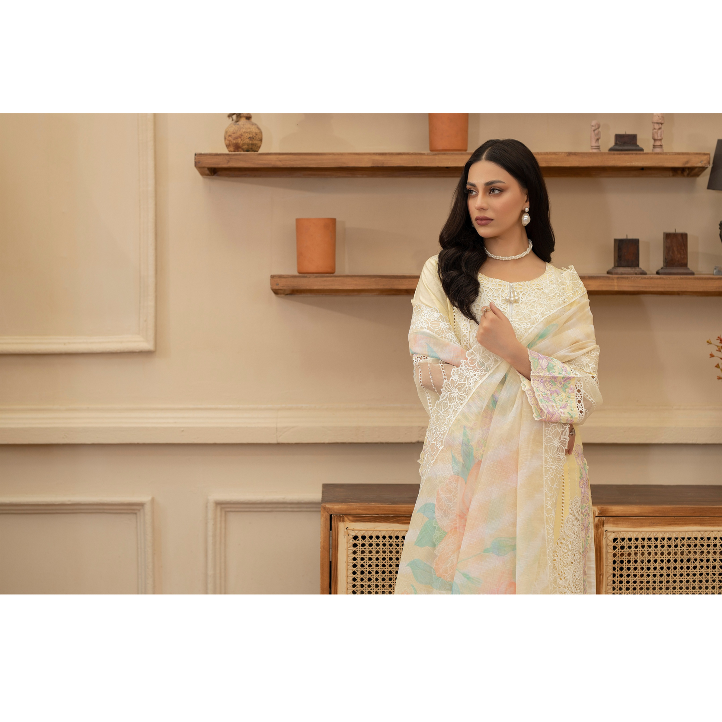 KC-1435 Embroidered Cambric Cotton Farshi Shalwar Kameez Ready to Wear 3 Pc - Karma Collection
