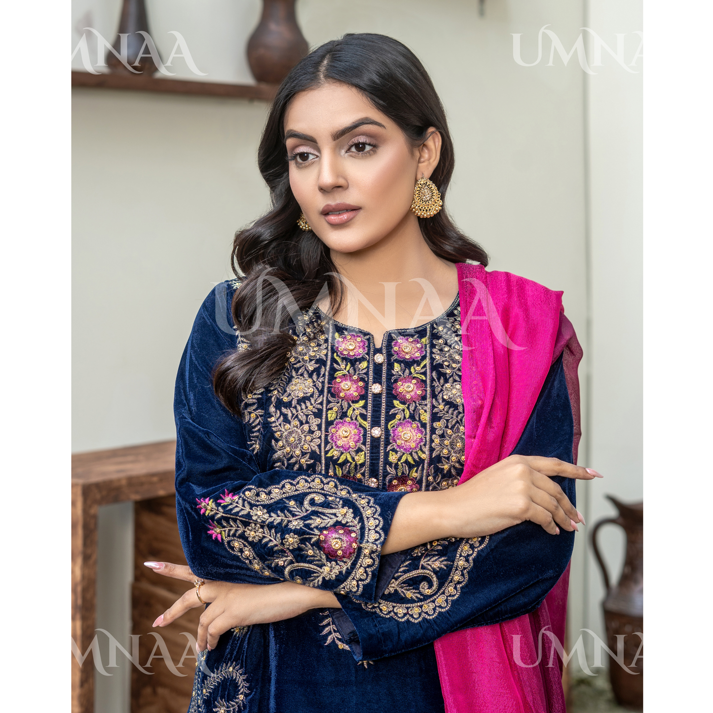 UA-141 3 Luxury Velvet Sharara collection by Umnaa