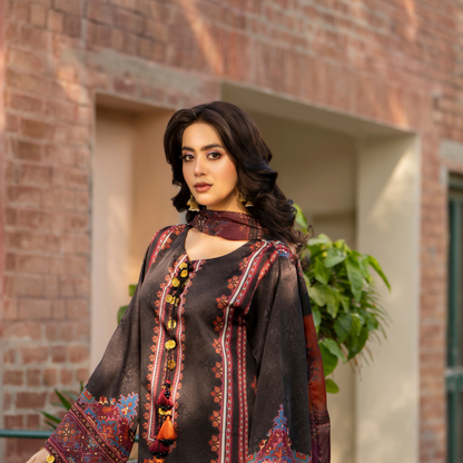 "Eliana" Embroidered Printed Shamooz Silk by Karma Collection | Asian Clothes | Eid