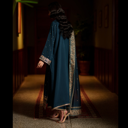 UCA-36 ELARA Festive Embroidered Viscose Dress with Printed Silk Dupatta | Women’s Festive Wear Pakistani Designer Outfit by Casuallite