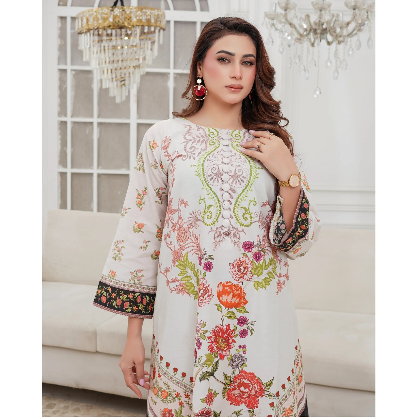 UMS-59 "Attire" Lawn Kaftan Style Co-Ords Set by Simrans