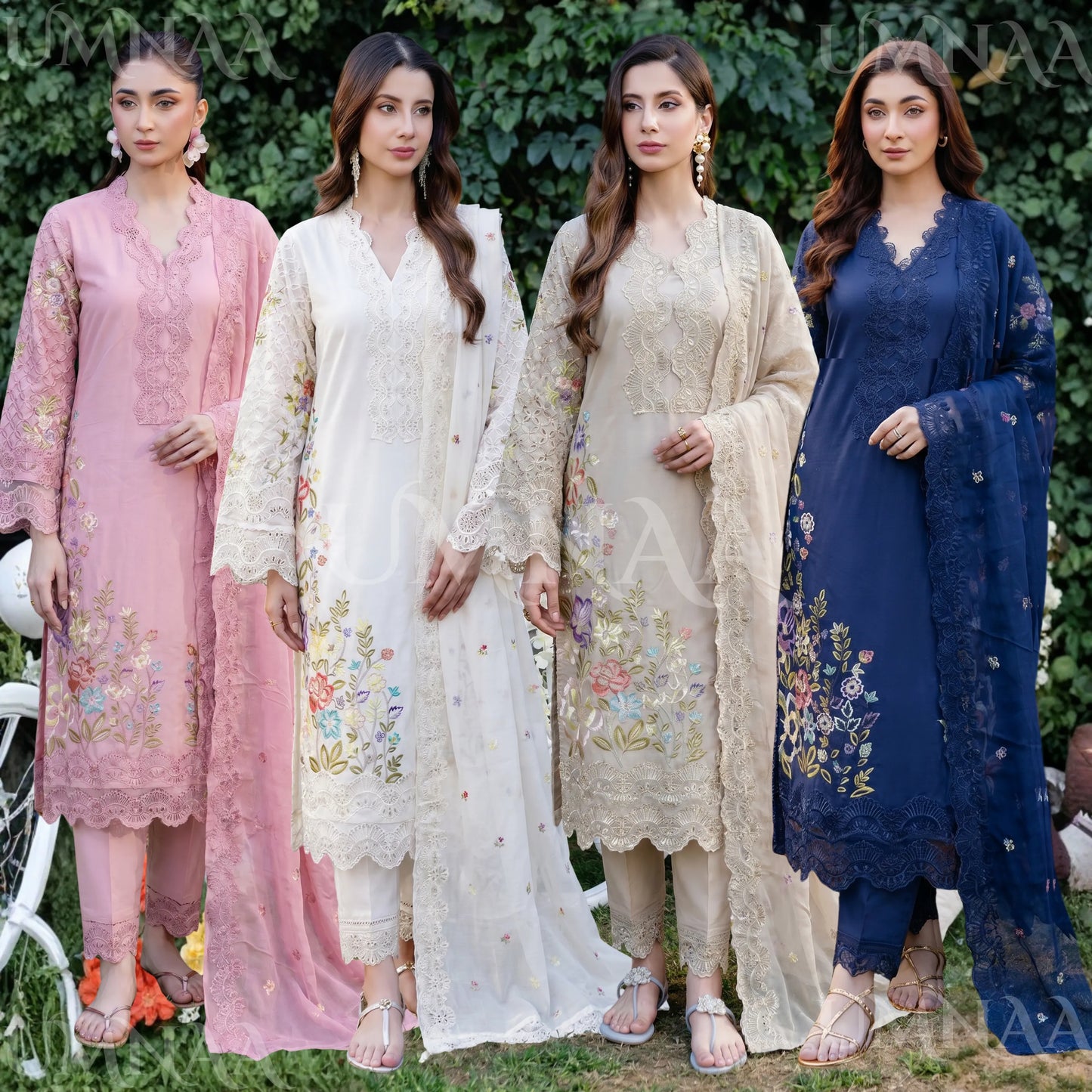 UA-191 Embroidered Cotton Collection 3 Piece | Ready to Wear | Asian clothes