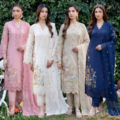 UA-191 Embroidered Cotton Collection 3 Piece | Ready to Wear | Asian clothes