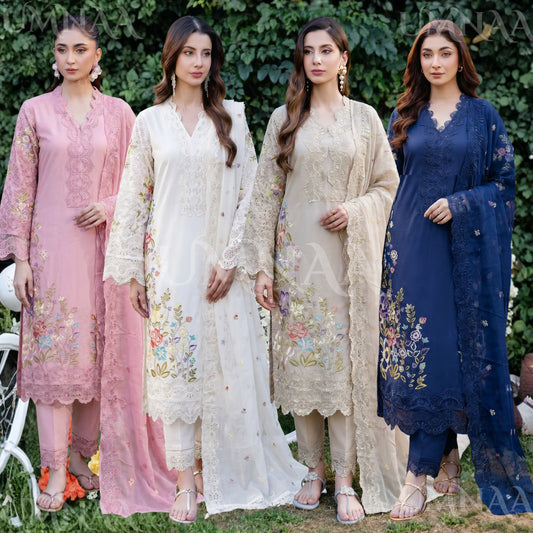 UA-191 Embroidered Cotton Collection 3 Piece | Ready to Wear | Asian clothes