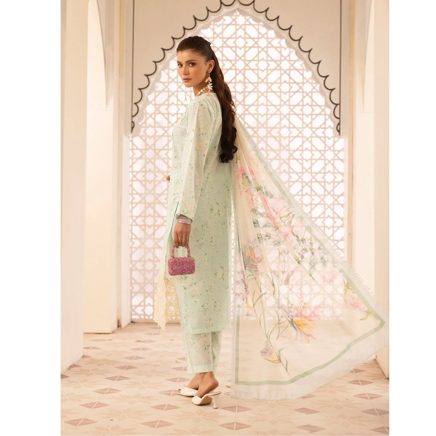 UMS-63 "Limelight" by Simrans Embroidered Printed Pure Lawn 3 Pc Collection Ready to Wear Pakistani Asian clothes