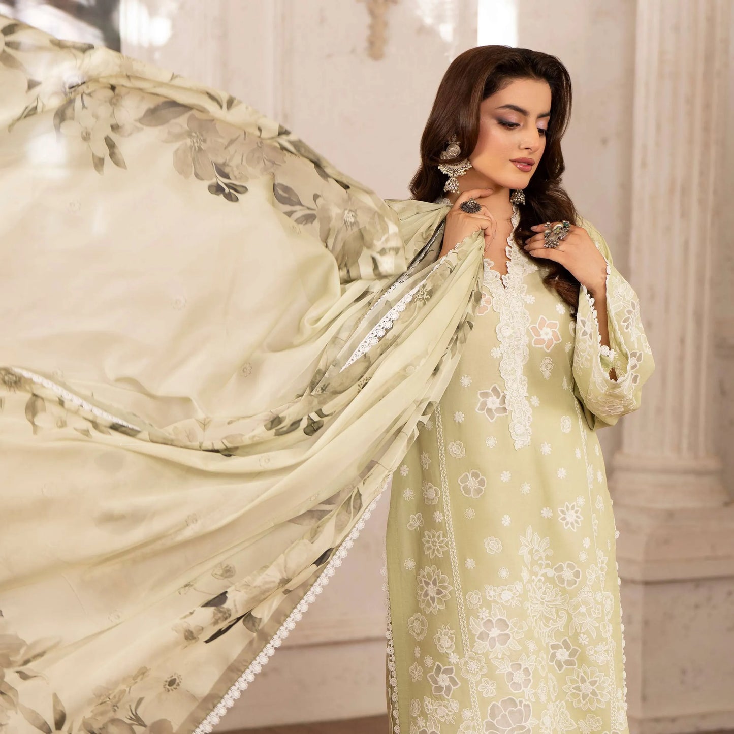 KC-1566 "Tabeer" Embroidered Festive Cambric Cotton Collection by Karma Collection