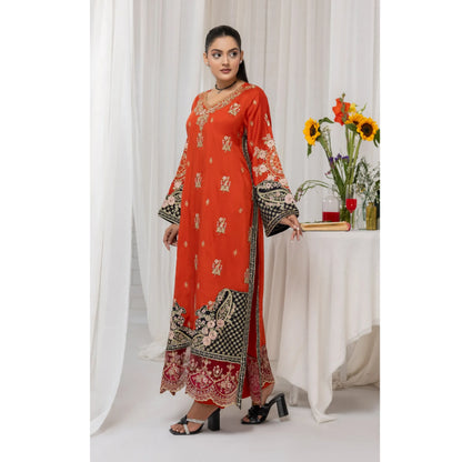 UTT-23 Embroidered Viscose Linen Kaftan Style 2 Piece Co Ord Set Collection by Traditional Thread
