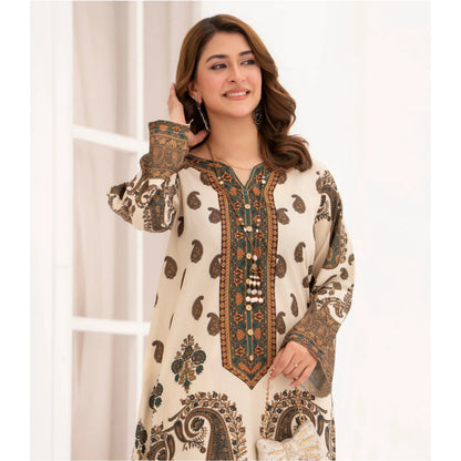 UA-215 " Printed Poly Silk Lawn Kaftan Style Co Ord Set Collection by Umnaa | Ready to Wear Pakistani Asian clothes