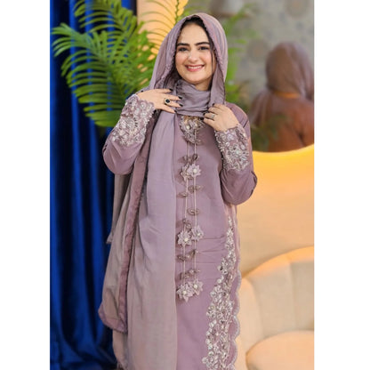 UA-336 Women's Embroidered Raw Silk Dress 3 Piece Festive & Party Wear Suit by Umnaa