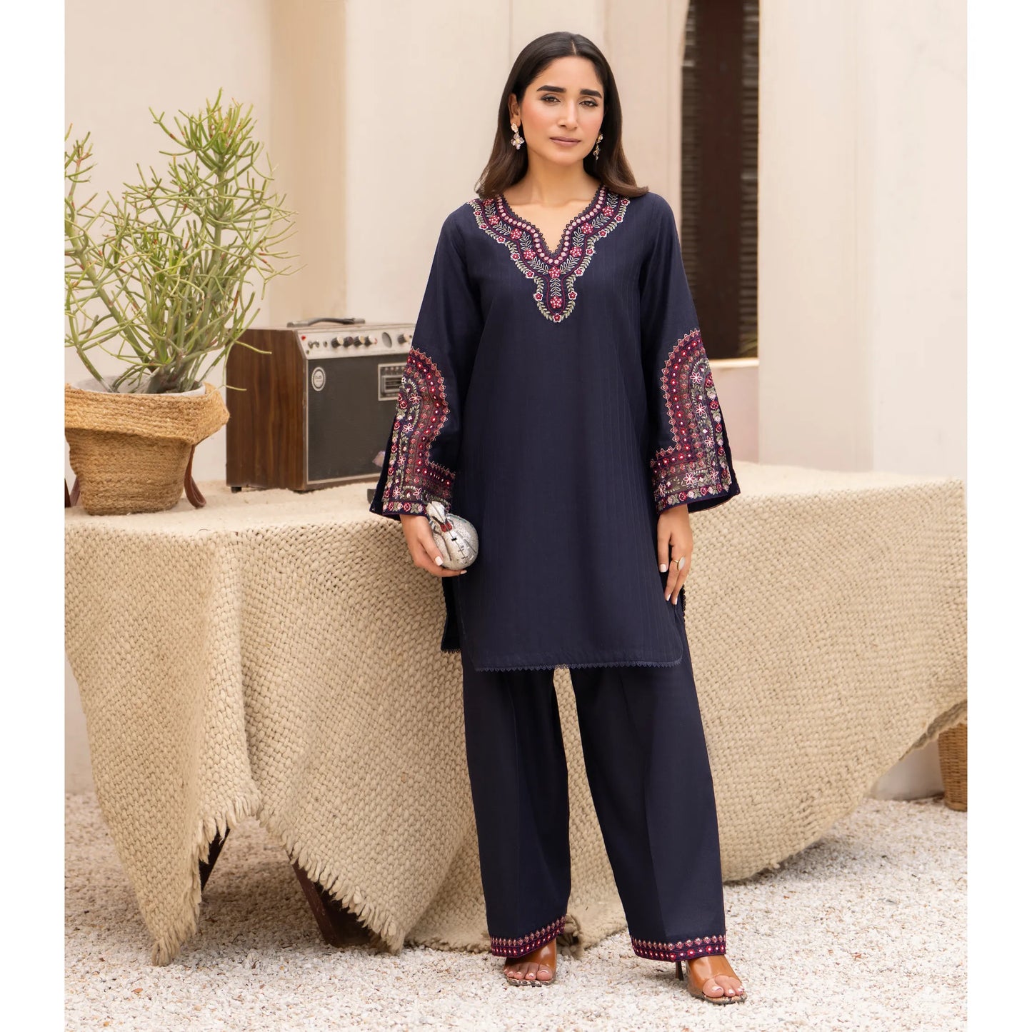 UA-257 Embroidered Cambric Cotton Co-Ord Set | Ready to Wear | Asian Clothes