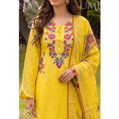 UA-270 Embroidered Cambric Cotton with Tulip Style Shalwar | Umnaa