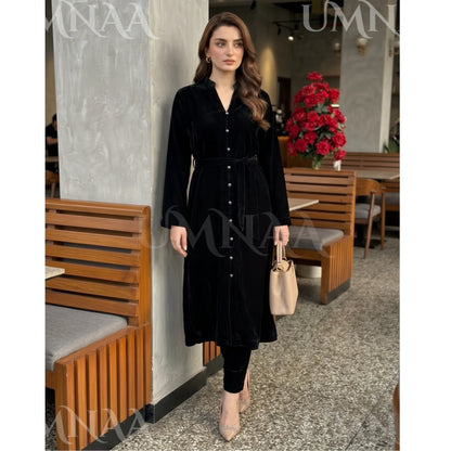 UA-301 Coat Style Velvet Co-Ords 2 Pc | Umnaa
