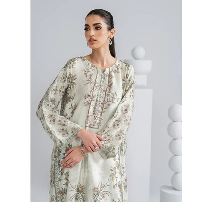 UAL-08 Printed Silk Kaftan with Trouser 2 Pc Set | Ally's