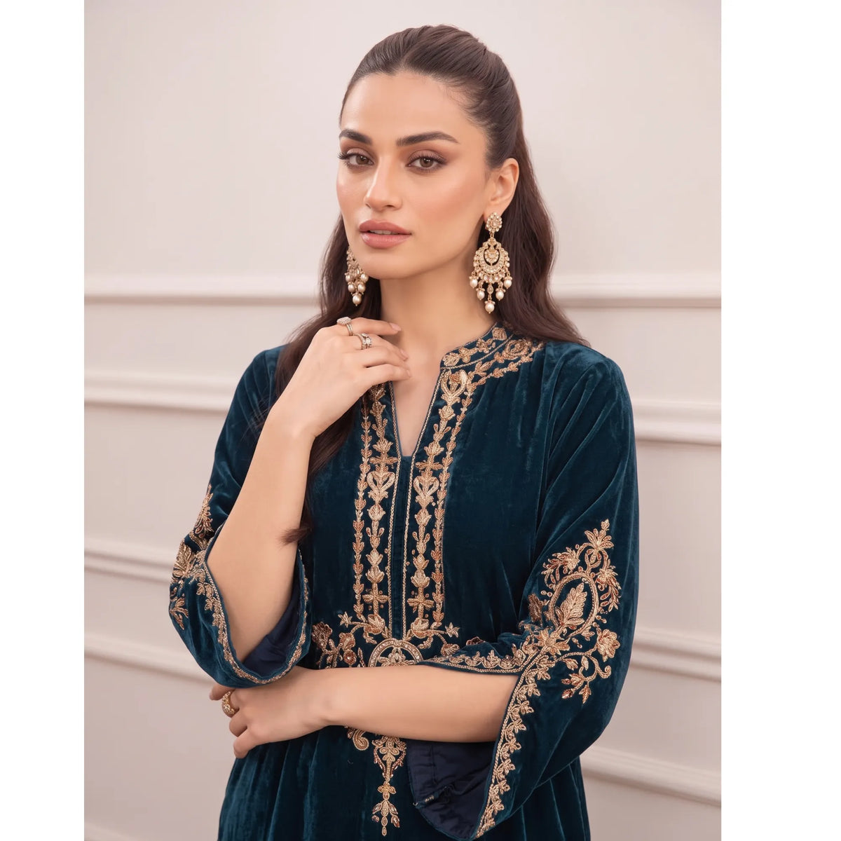 UA-316 Luxury Velvet Kaftan Style Co-Ord Set | Umnna