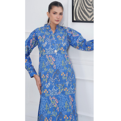 Blue 2 Pc floral Printed Khaddar Pakistani Co-Ords Set | Ready to wear| Hayats