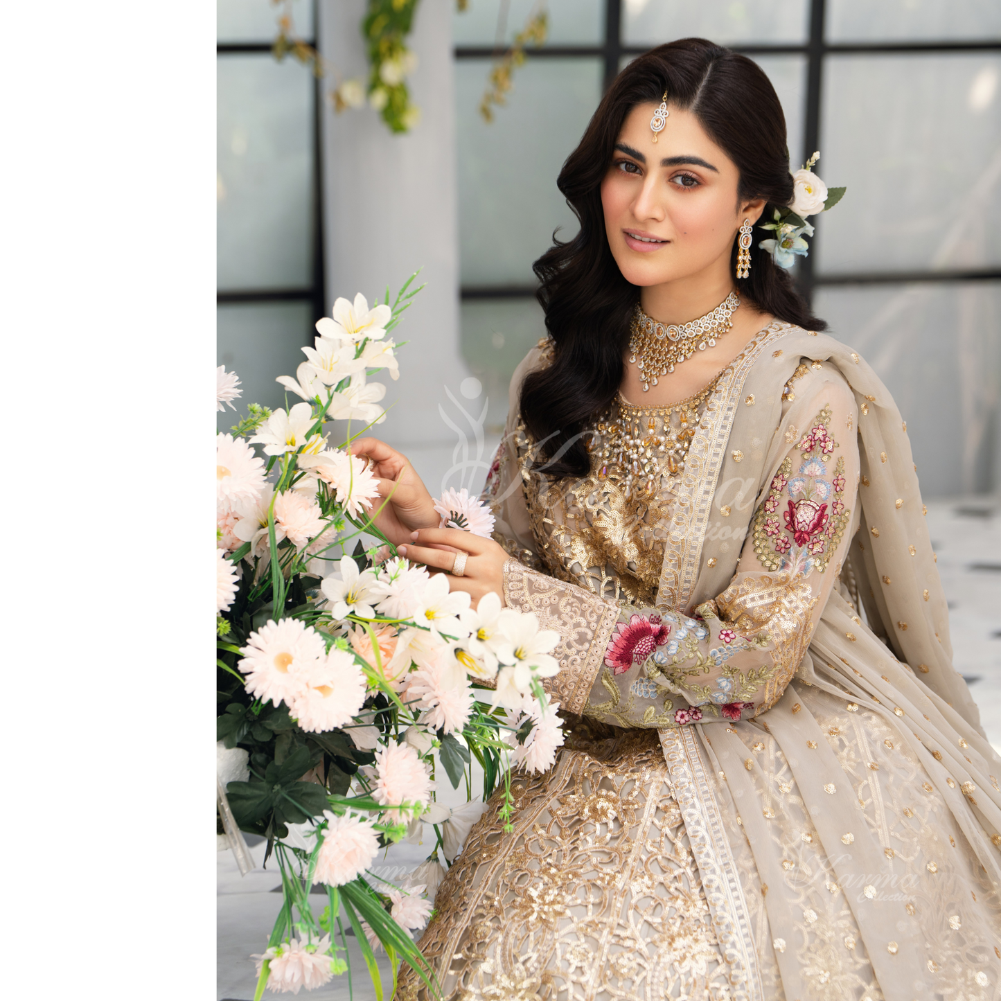 Luxury Embroidered Chiffon long Maxi with chiffon duppata  | Wedding Collection | karma Collection | UMKC01101