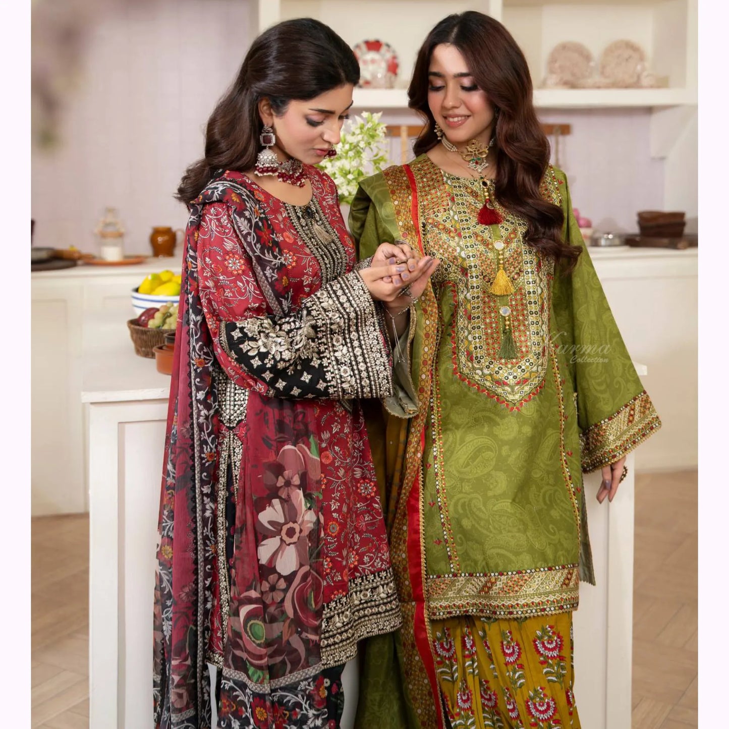 "Gulmahar" Embroidered Lawn Farshi Shalwar Collection by karma Collection