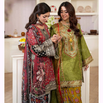 "Gulmahar" Embroidered Lawn Farshi Shalwar Collection by karma Collection