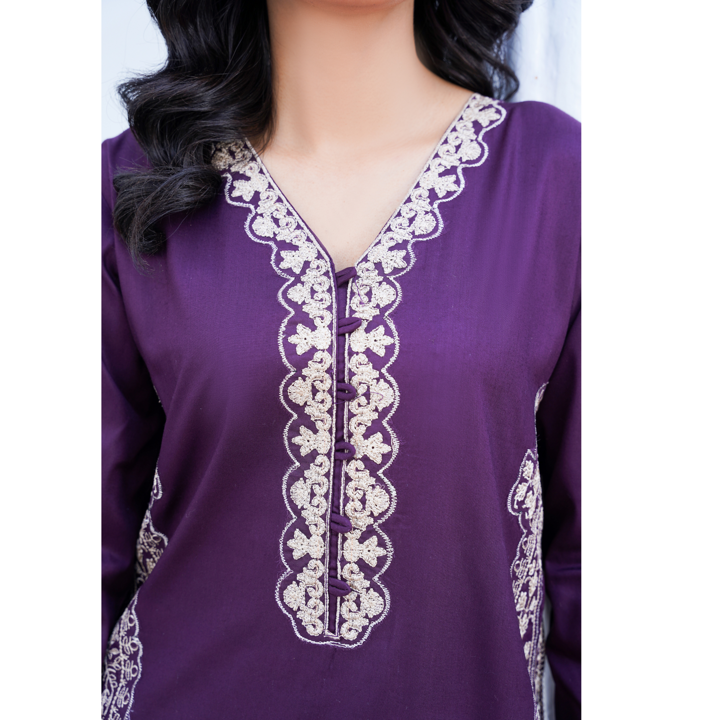 U-71 Embroidered Linen with Pockets 2 Pc Co Ord Set Dress | Ready to wear | UMNAA