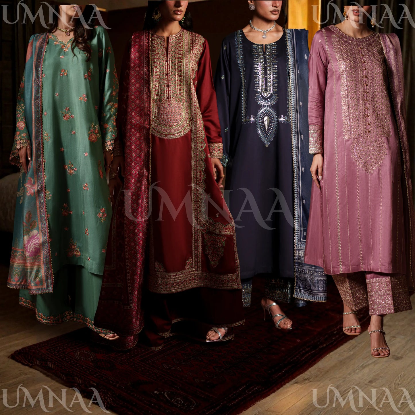 UCA-37 EALA Festive Embroidered Viscose Dress with Printed Silk Dupatta | Women’s Festive Wear Pakistani Designer Outfit by Casuallite