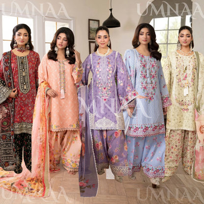 "Gulmahar" Embroidered Lawn Farshi Shalwar Collection by karma Collection