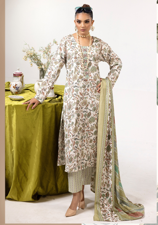 Multi | Printed Linen Shalwar Kameez & Dupatta | 3 Pc | Ready-to-wear | Simrans