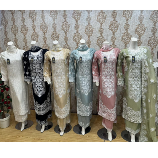 3 Pc Embroidered Linen Dress |Ready to Wear| UB
