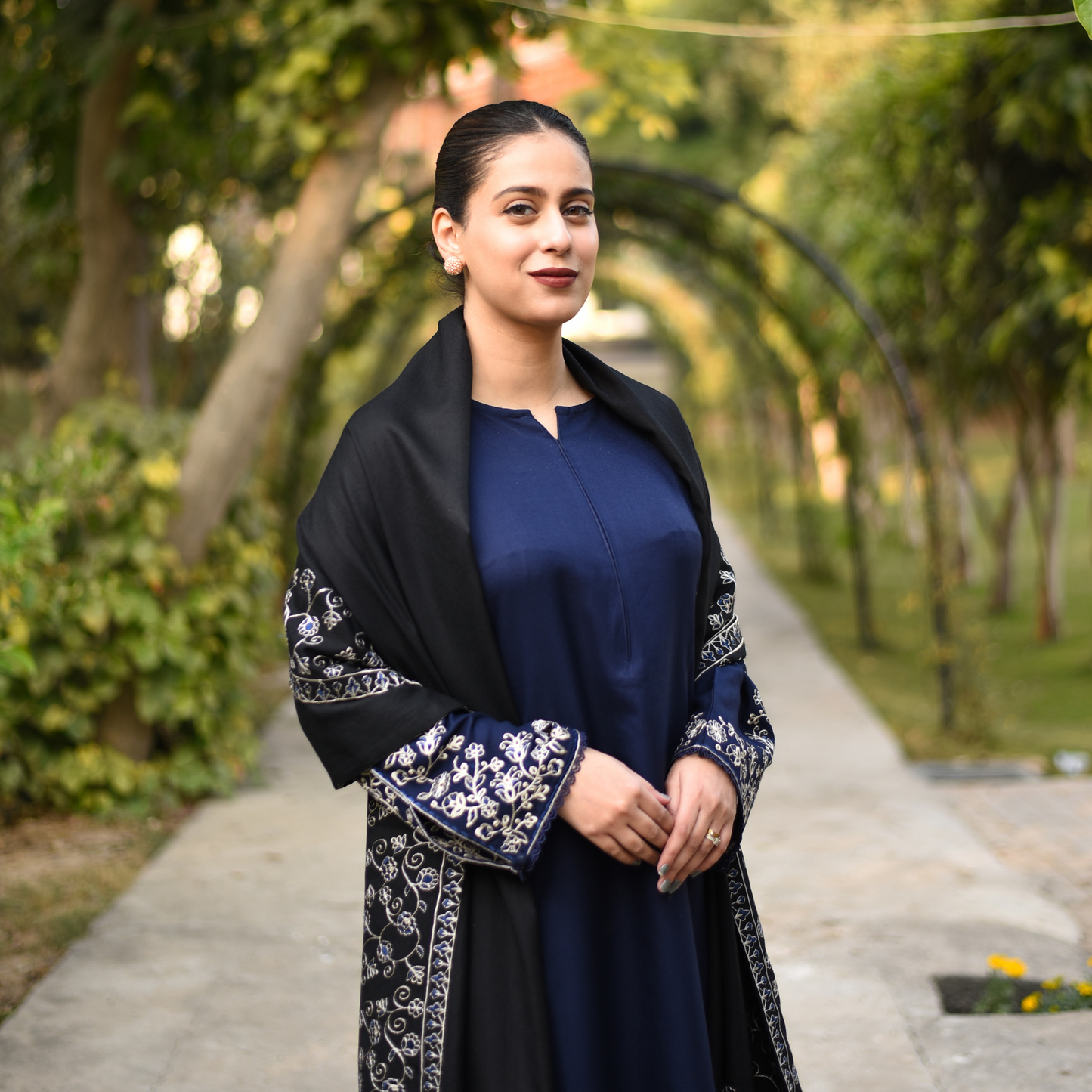 UA-29 3 Pc Embroidered Dhanak Dress with Embroidered Dhanak Shawl Pakistani Dress | UMNAA