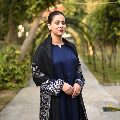 UA-29 3 Pc Embroidered Dhanak Dress with Embroidered Dhanak Shawl Pakistani Dress | UMNAA
