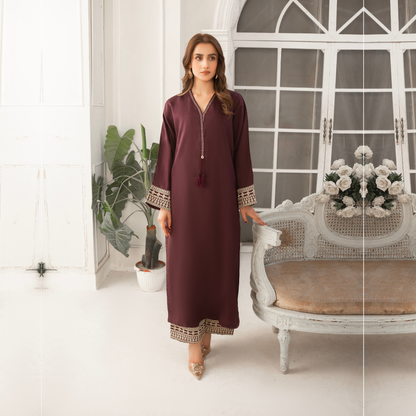 UA-50 Embroidered Viscose Linen  2 Pc Pakistani Co Ord Set Dress | Ready to wear | UMNAA