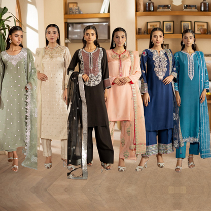 3 Pc Embroidered Raw Silk Farshi Shalwar kameez Pakistani Dress | Ready to wear | Raniya.h URA-14