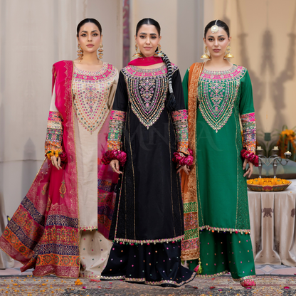 KC-1432 Embroidered Cambric Cotton Dress Ready to Wear 3 Pc - Karma Collection