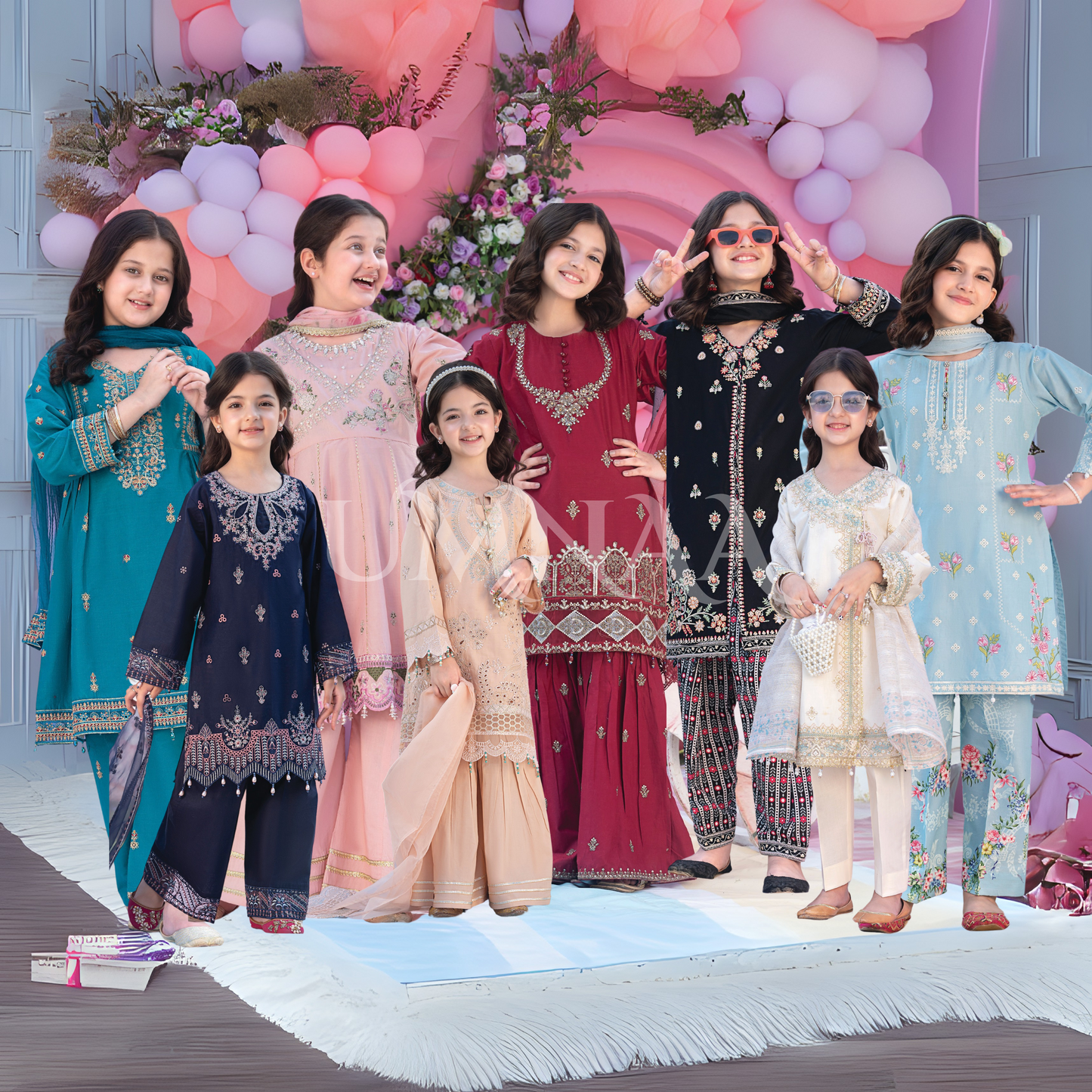 UAL-03 Kids 3 Pc Luxury Festive Cambric Cotton Eid Collection by Allys