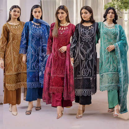 UTT-02 Embroidered Viscose 3 Pc Pakistani Dress | Eid Ready to wear | Traditional Thread