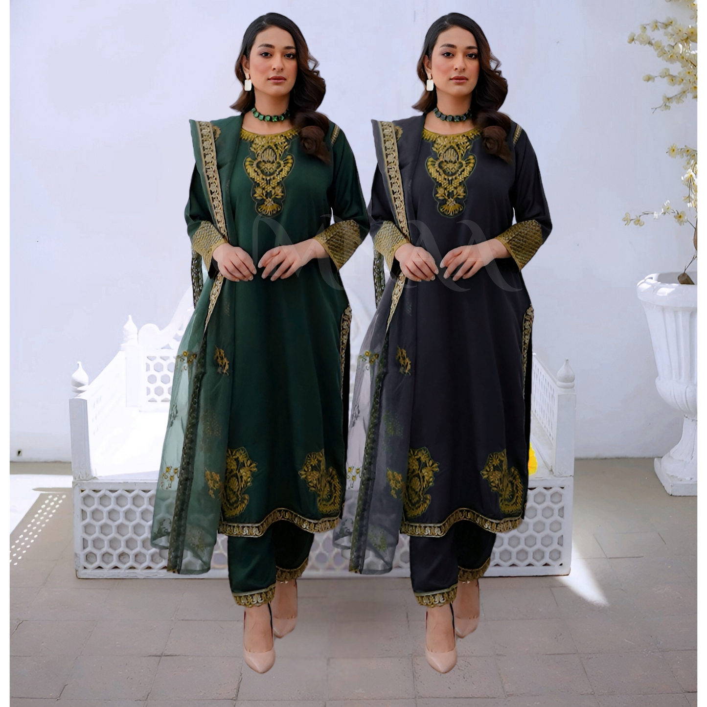 UA-75 Embroidered Viscose 3 Pc Pakistani Dress | Eid Ready to wear | UMNAA
