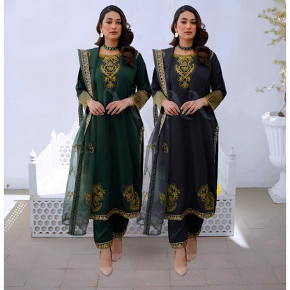 UA-75 Embroidered Viscose 3 Pc Pakistani Dress | Eid Ready to wear | UMNAA
