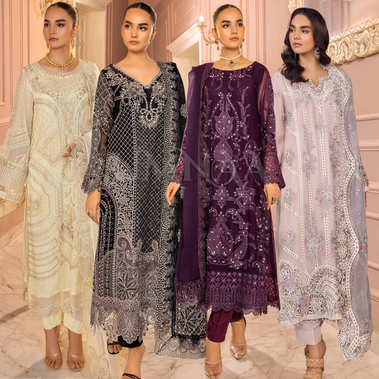 UTT-03 Embroidered Luxury Chiffon 3 Pc Pakistani Dress | Ready to wear | Traditional Thread
