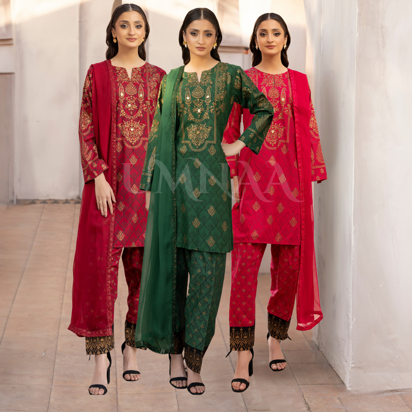 UMS-19 Embroidered Lawn 3 Pc Pakistani Dress | Ready to wear | Simrans