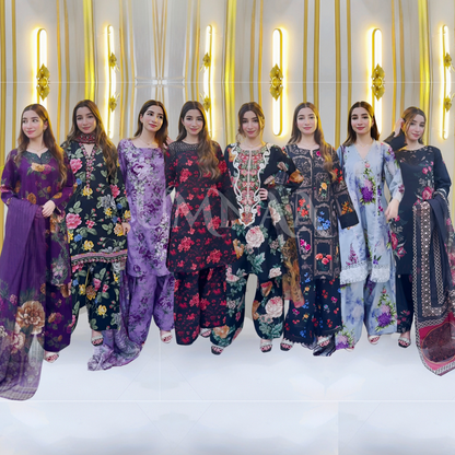 UA-77 Embroidered Self Jacquard Cotton with trending farshi shalwar 3 Pc Pakistani Dress | Ready to wear | UMNAA