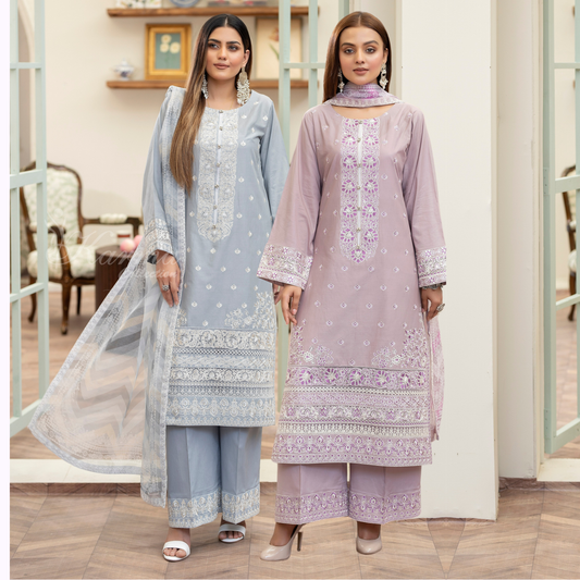 KC-1455 Embroidered Cotton Collection Ready to Wear 3 Pc - Karma Collection