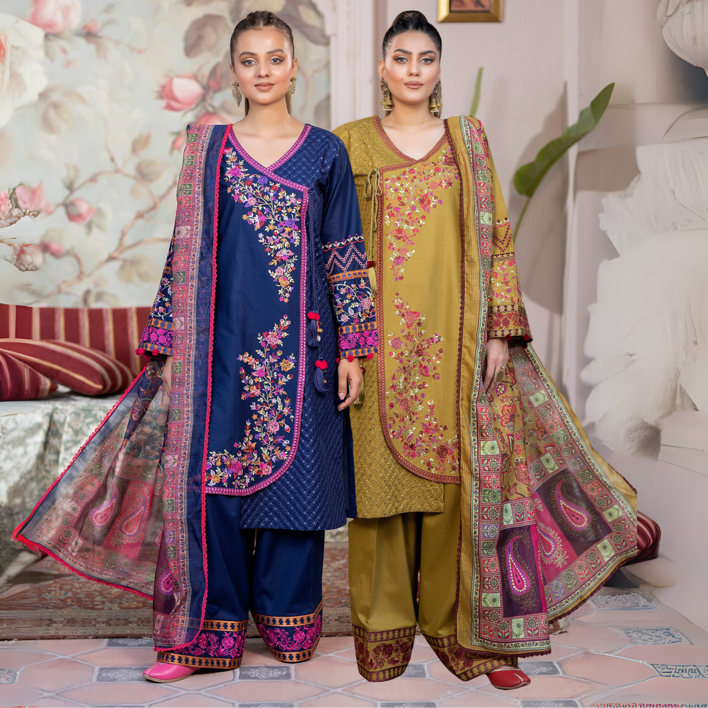 KC-1450 Trendy farshi Shalwar Embroidered Cotton Collection Ready to Wear 3 Pc - Karma Collection