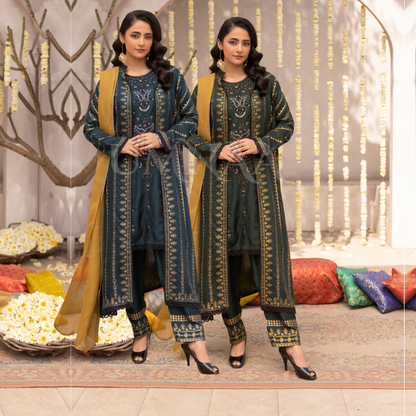 UMS-21 Luxury Embroidered Court Style Arabic Linen Collection | Ready to Wear | Simrans