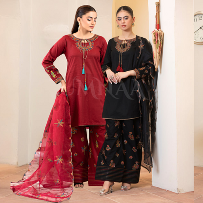 UA-93 Embroidered Cotton Farshi Shalwar Ready to Wear Collection | Umnaa